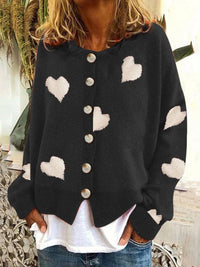 Women's knitted sweater single breasted love sweater cardigan