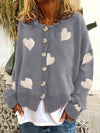 Women's knitted sweater single breasted love sweater cardigan