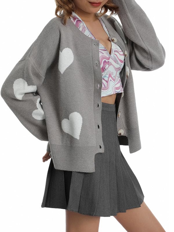 Women's knitted sweater single breasted love sweater cardigan