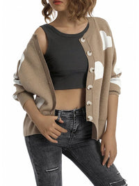 Women's knitted sweater single breasted love sweater cardigan