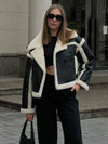 Women's warm loose lambswool plush jacket