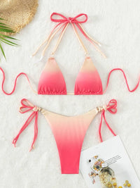 Ladies new gradient halter neck strapless mini bikini