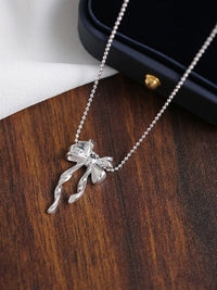 Women's New Sterling Silver Bow Ribbon Versatile Necklace