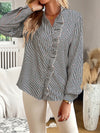 Women's elegant commuter striped long-sleeved blouse