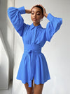 Women's elegant commuter shirt dress with belt