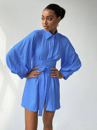 Women's elegant commuter shirt dress with belt