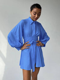 Women's elegant commuter shirt dress with belt