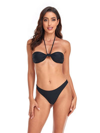 Feminine knot halterneck string bikini