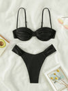 Female sexy suspender pleated beach bikini