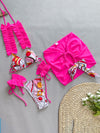 Women's new three-piece bikini ruffled edge split swimsuit