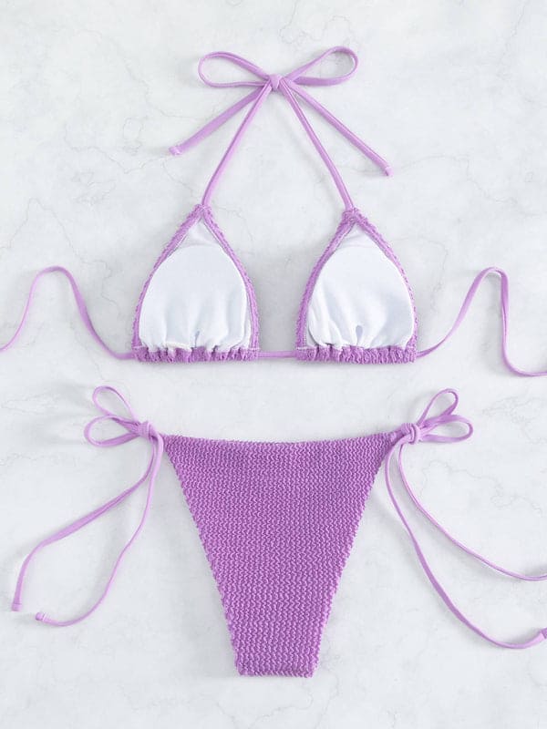 New women's fashionable and sexy wave pattern lace-up bikini