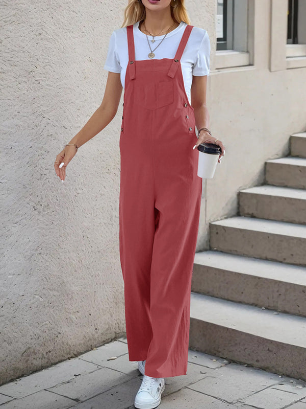 New casual one-piece suspender straight trousers