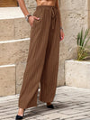 Women's New Casual Pleated Textured Elastic Straight Pants