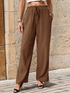 Women's New Casual Pleated Textured Elastic Straight Pants