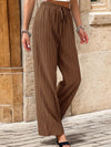 Women's New Casual Pleated Textured Elastic Straight Pants