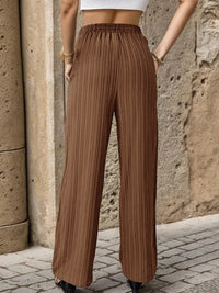 Women's New Casual Pleated Textured Elastic Straight Pants