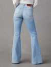 Women's washed ripped high-waisted denim wide-leg trousers