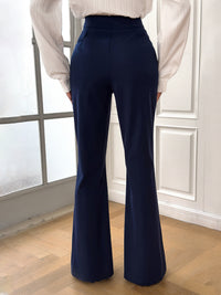 Women's new elegant solid color slim fit flared trousers