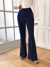 Women's new elegant solid color slim fit flared trousers