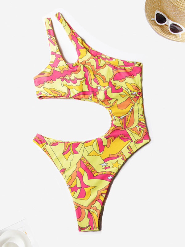 Women's sexy printed off-shoulder bikini