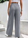 New women's mid-waist straight pants, loose sports solid color pocket casual trousers