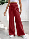 New women's mid-waist straight pants, loose sports solid color pocket casual trousers