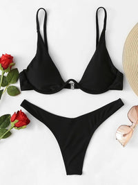 New sexy bikini solid color underwire swimsuit