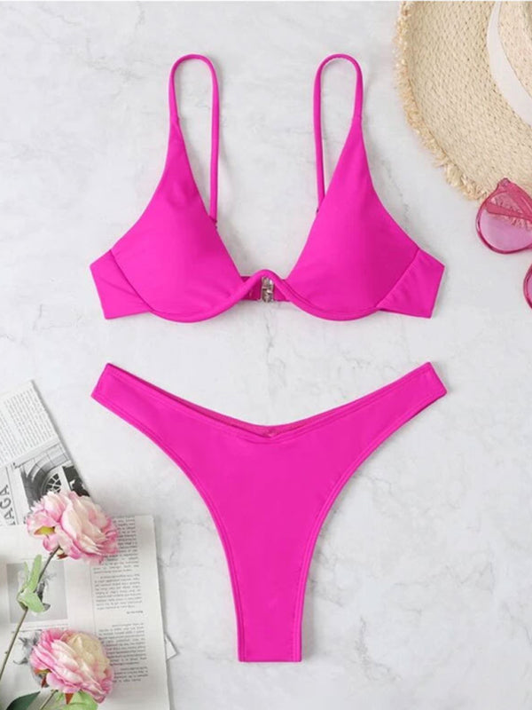 New sexy bikini solid color underwire swimsuit