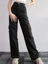 Versatile casual pants, mid-rise three-dimensional pocket trousers, waist-cinching overalls