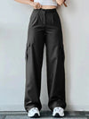 Versatile casual pants, mid-rise three-dimensional pocket trousers, waist-cinching overalls