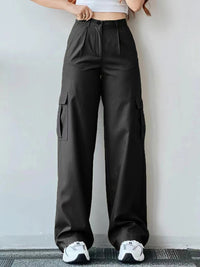 Versatile casual pants, mid-rise three-dimensional pocket trousers, waist-cinching overalls