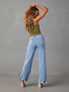 Ladies Loose Casual Fashion Simple Tassel Straight Jeans