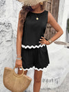 Women's new casual fashion lace vest + shorts set