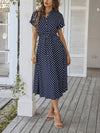 New women's all-match shirt collar polka dot waist waist dress