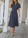 New women's all-match shirt collar polka dot waist waist dress