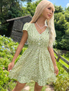 New fashionable women's backless lace-up V-neck floral dress