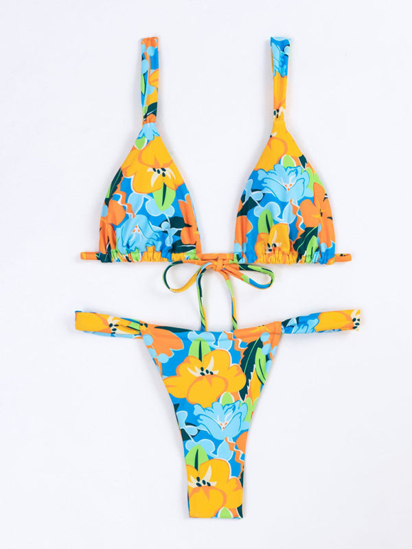 New Fashion Sexy Vacation Strap Floral Print Split Bikini