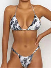 New women's strappy solid color padded push up bikini