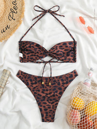 New women's adjustable strap sexy leopard print bikini two-piece set