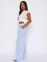 Fashionable casual striped trousers striped printed wide leg trousers