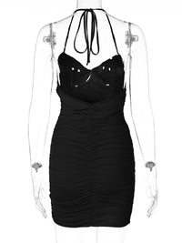 New sexy pleated design suspender dress