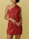 New casual solid color slant shoulder dress