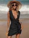 Women's resort beach cover-up lace-up sleeveless dress