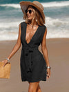 Women's resort beach cover-up lace-up sleeveless dress