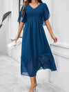 Women's elegant solid color V-neck dress