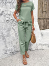 Women's casual short-sleeved top and trousers suit