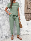 Women's casual short-sleeved top and trousers suit