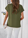 Women's casual solid color V-neck short-sleeved shirt