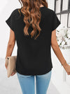 Women's casual solid color V-neck short-sleeved shirt