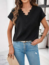 Women's casual solid color V-neck short-sleeved shirt